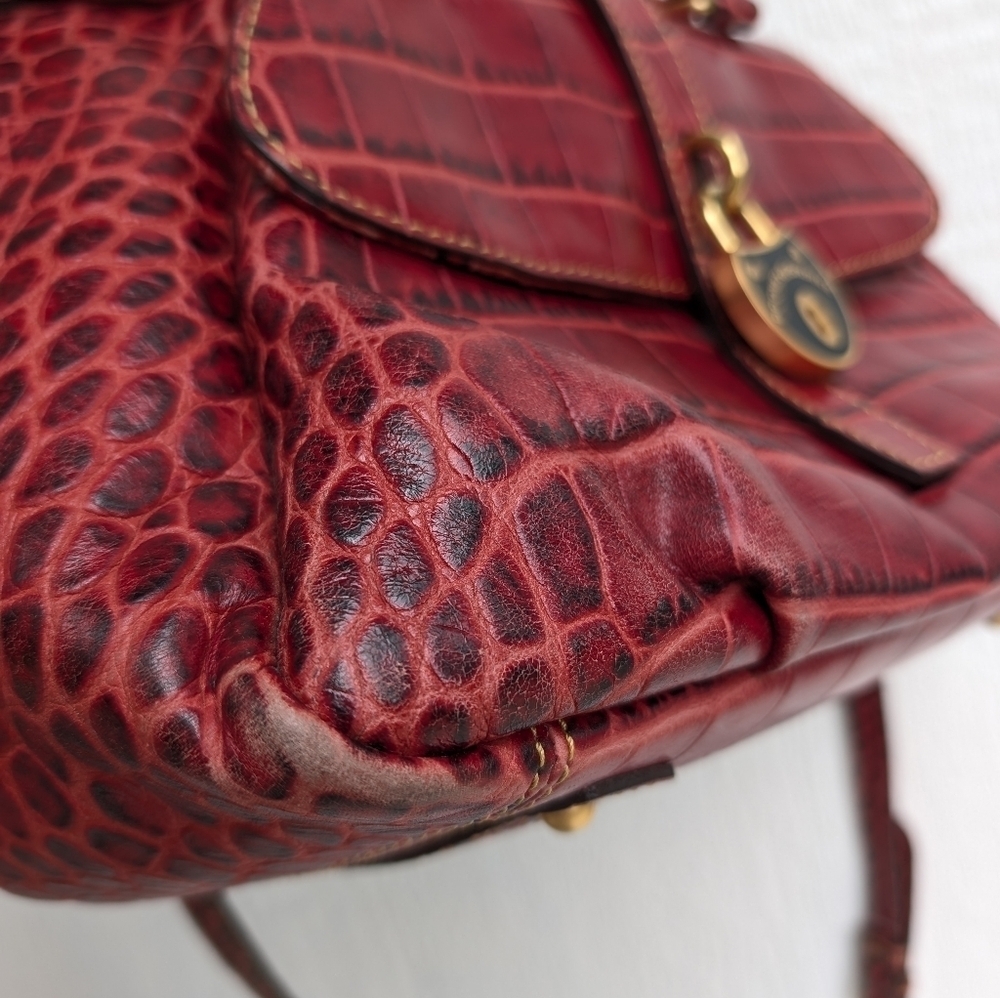 Dooney & Bourke Campbell Croco Embossed Leather Satchel With Matching Wallet - Picture 8 of 15